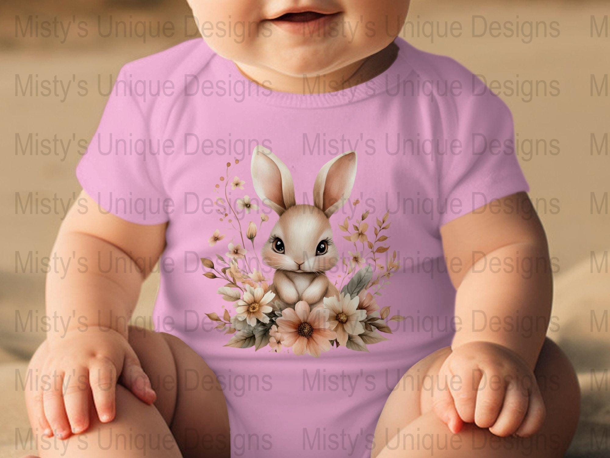 Watercolor Bunny Clipart, Floral Rabbit PNG, Spring Nursery Art ...