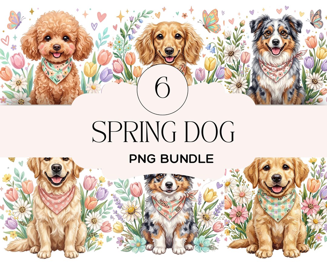 Watercolor Dog Breeds Clipart PNG Bundle, Cute Puppy Digital Download ...