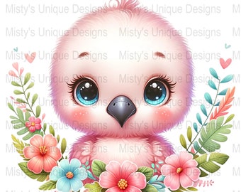 18 PNG Cute Baby Flamingo Clipart, Nursery, Baby Shower, Digital ...