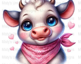 Kawaii koe clipart png, kinderkamer kunst (digitale download)