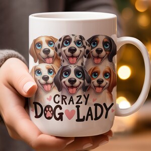 Crazy Dog Lady Mug with Cute Dogs, Dog Lover Gift, Funny Dog Quote Coffee Cup, Animal Theme Kitchenware, Pet Owner Unique Gift, Office Mug