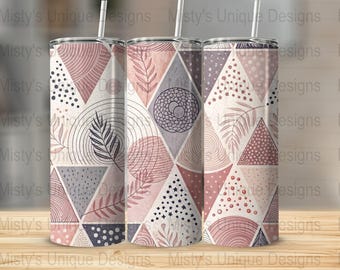 Papier d'emballage floral géométrique, motif triangulaire abstrait (20 oz PNG, téléchargement PDF)