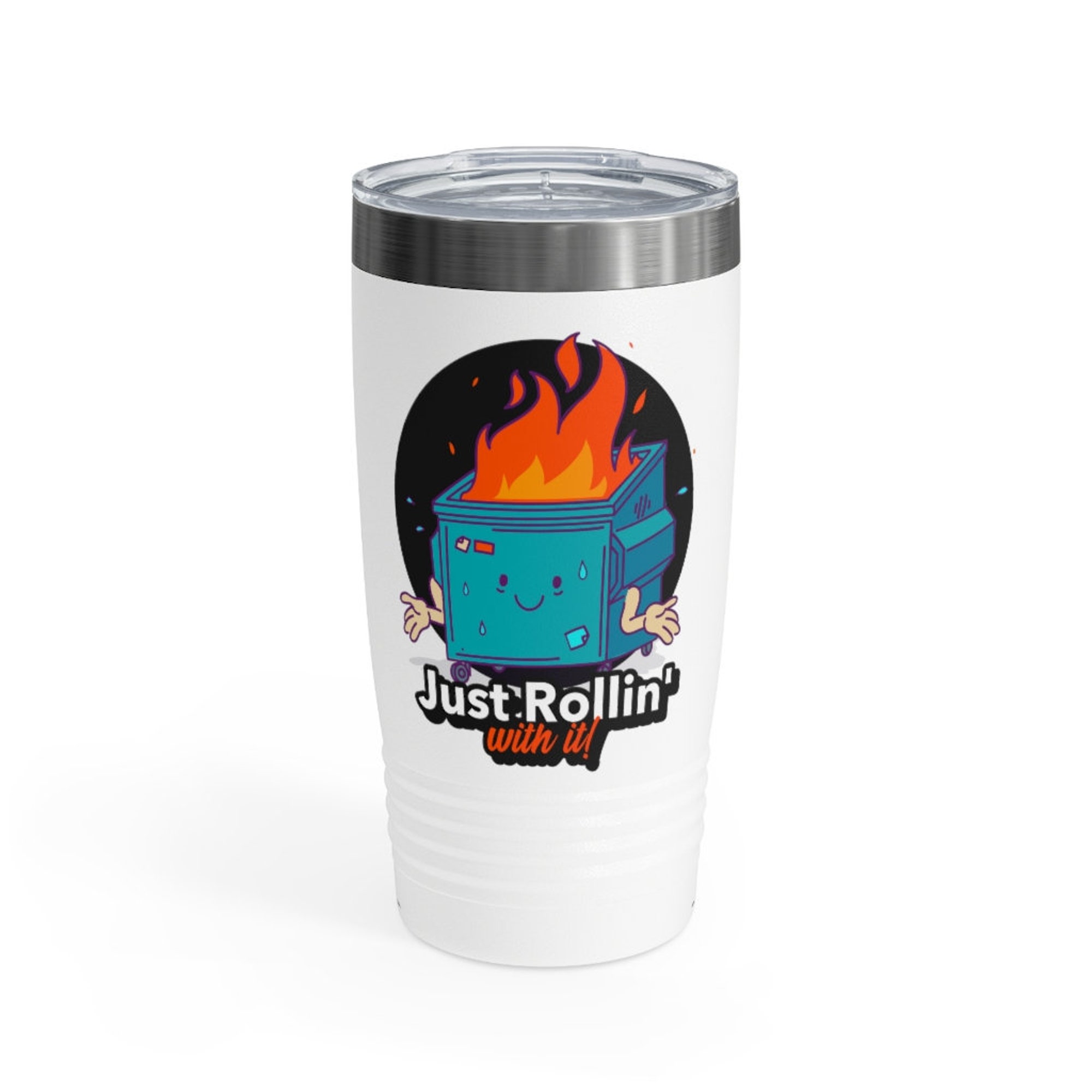 Discover Dumpster fire Just Rollin' with it Ringneck Tumbler, 20oz