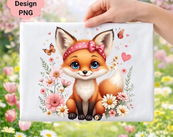 Fox Clipart, Woodland Nursery Art, Pink Bow (Digital Download)