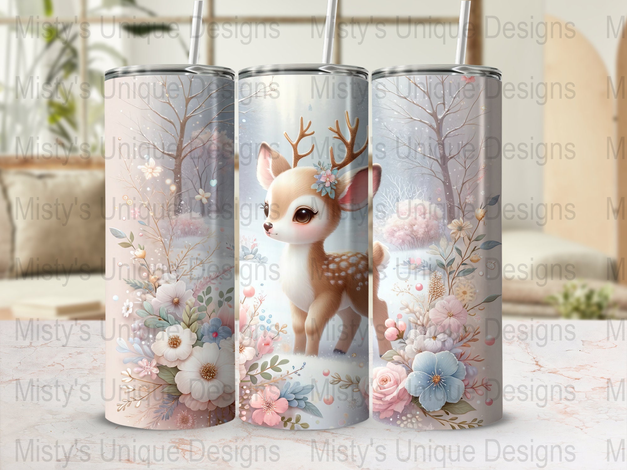 Baby Reindeer Winter Scene Digital PNG, Holiday Baby Shower Digital ...