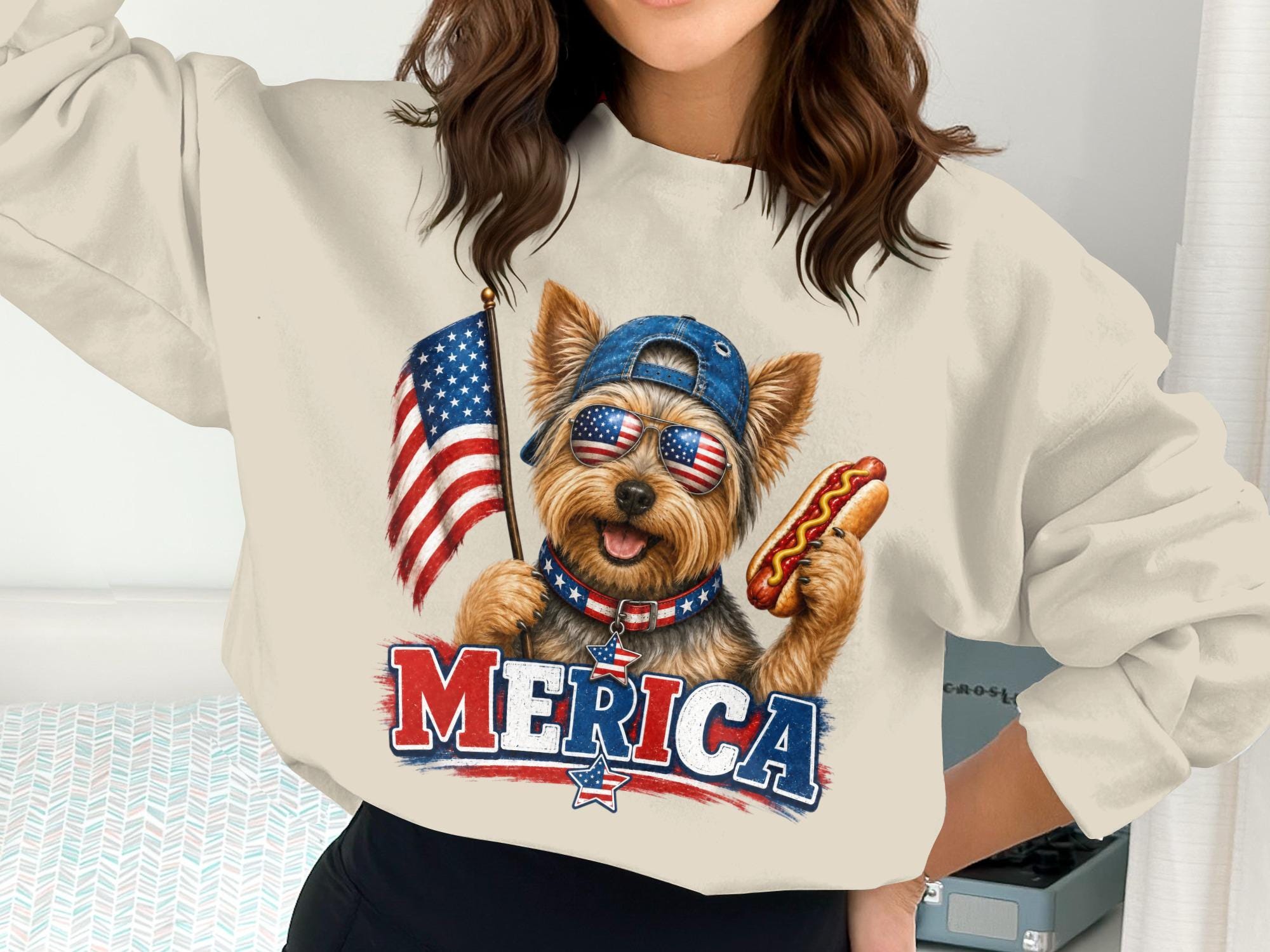 Republican Yorkie Patriotic Yorkie Clipart PNG: USA Dog Illustration, Hot Dog, 'merica ...