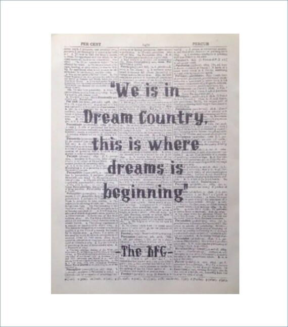 Funny Roald Dahl Quote BFG We is in Dream Country Vintage - Etsy Funny Roald Dahl Quote BFG We is in Dream Country Vintage - Etsy