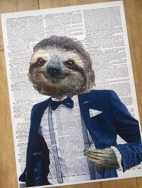 A3 Sloth Dictionary Wall Art Print Humanised Sloth Picture - Etsy A3 Sloth Dictionary Wall Art Print Humanised Sloth Picture - Etsy