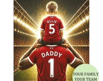 Stampa calcistica personalizzata - Quadro da parete a tema calcio personalizzato - Regalo per papà dai figli - Regalo per la festa del papà figlio figlia - Regalo per patrigno nonno - Cartello