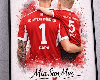 Vatertagsgeschenk für Papa – Personalisiertes Fußball Trikot Poster – Individuelles Papa Geschenk – Jeder Verein möglich