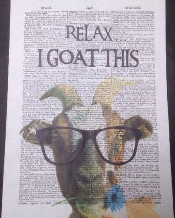 A3 Goat Print Vintage Dictionary Page Wall Art Picture Farm Animal Pun Funny 