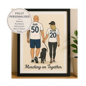 Personalised Football Shirt Print - Custom Soccer Kit Wall Art - Gift Present for Dad - 40th 50th 60th Birthday Gift from Son Daughter - Dog