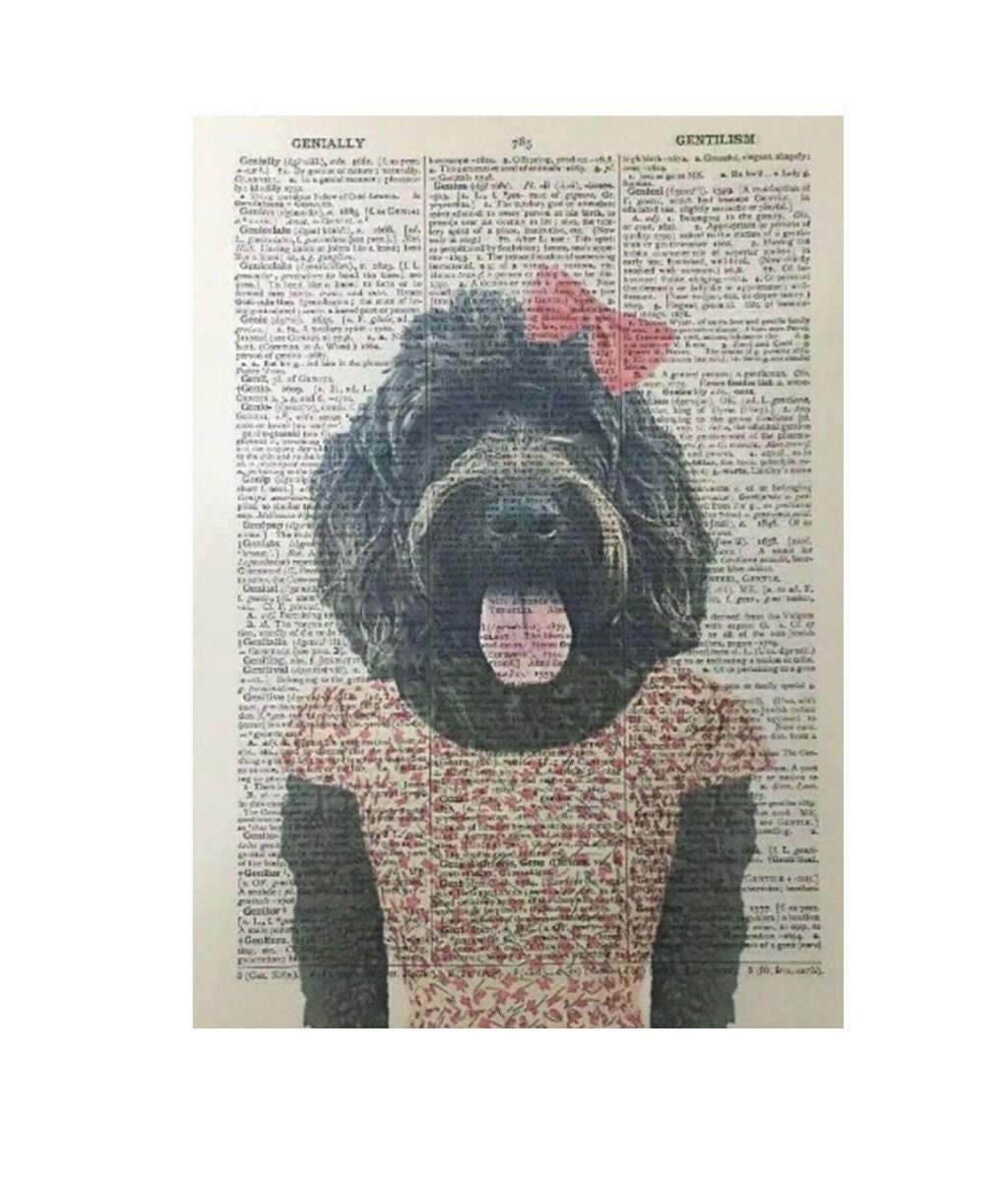 Jack Russell Print Vintage Dictionary Page Wall Art Dog Animal In Clothes Girl 