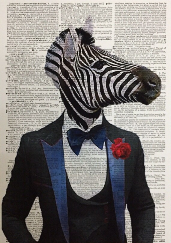 A3 Zebra Print Humanised Animal in Suit Tuxedo Safari Zoo - Etsy Hong Kong A3 Zebra Print Humanised Animal in Suit Tuxedo Safari Zoo - Etsy Hong Kong