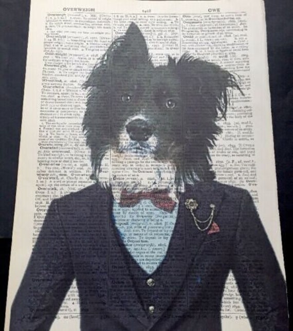 Border Collie Print Sheep Dog Humanised Hipster Animal 