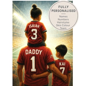 Personalised Football Family Print - Custom Soccer Wall Art - Dad Gift from Kids - Father&#39;s Day Son Daughter Gift - Step Dad Grandad Gift