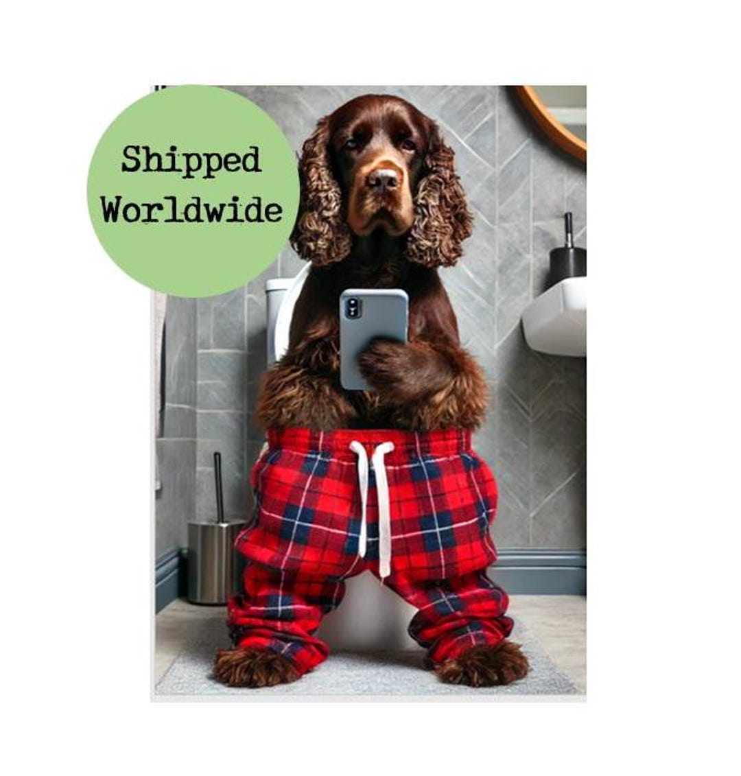 Chocolate Brown Cocker Spaniel Toilet Print Dog Phone Red Tartan ...