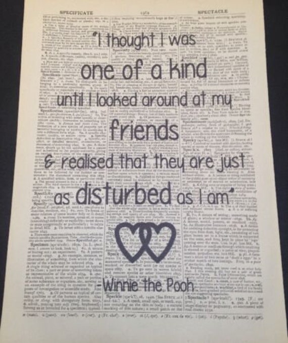 Winnie The Pooh Quote Print Vintage Dictionary Page Picture Wall Art Love Cute 