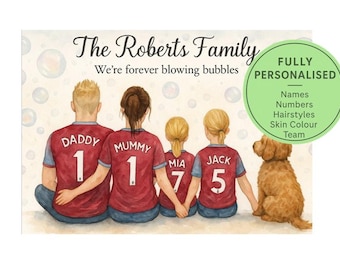 Personalisierte Fußball Shirt Familie Druck - Benutzerdefinierte Wandkunst - Papa Geschenk von Kindern - Vatertag Tochter Sohn Geschenk - Stiefvater Geschenk