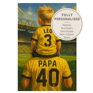 Fußball Shirt Druck - Benutzerdefinierte Fußball Strip Kit Wandkunst - Papa Sohn Tochter Mutter Großvater Familie Stadion Fußball Bild Zeichen