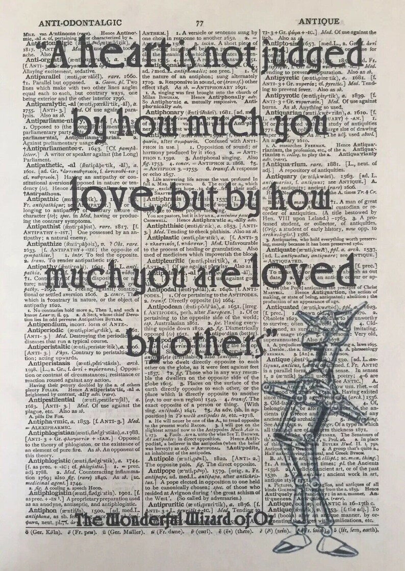 Wizard of Oz A Heart is Not Judged Upcycled Dictionary Art Print Unique Gift Wizard of Oz A Heart is Not Judged Upcycled Dictionary Art Print Unique Gift