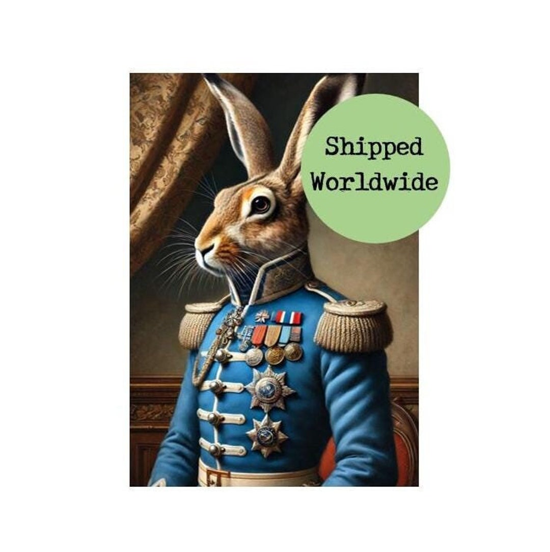 Regal Hare Portrait Rabbit British Military Uniform Print King Royal ...