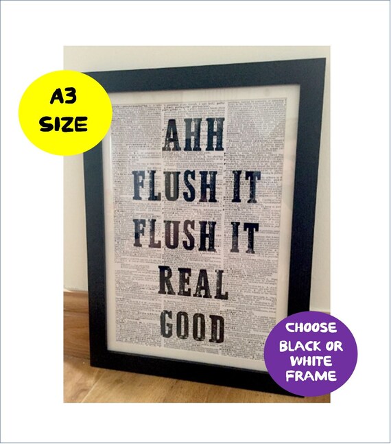 A3 Funny Bathroom Quote Print Toilet Humour Flush It Funny Etsy