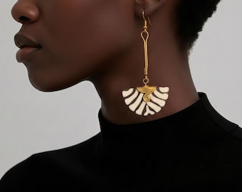 Handgefertigte afrikanische Messing Knochen Horn Ohrringe - Massai Style ethnischer Schmuck