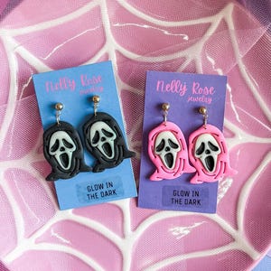 Glow in the Dark Ghost Face Earrings: Polymer Clay Halloween Dangles