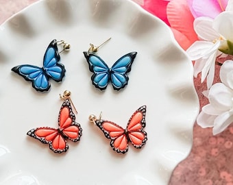 Butterfly Earrings: Handmade Clay Colorful Dangle Jewelry