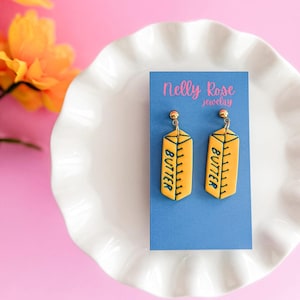 Butter Earrings, Stick of Butter Clay Jewelry, Quirky Food Jewelry, Unique Gift for Cooks & Bakers, Cooking Accessories, Baking Lovers Gift