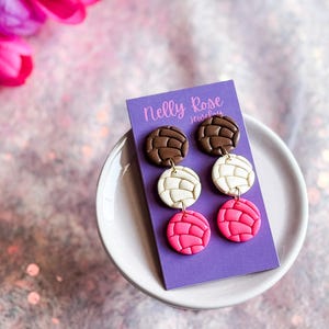 Concha Earrings - Handmade Clay Mexican Jewelry, Unique Pan Dulce Accessories & Sweet Treats