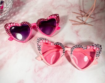 Lunettes de soleil The Sweetheart, lunettes de soleil roses avec cœur en strass pour poupée