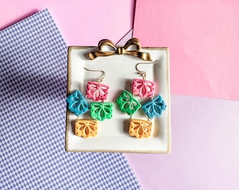 Papel Picado Earrings: Handmade Colorful Polymer Clay Jewelry