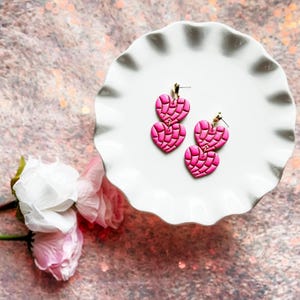 Heart Concha Dangle Earrings: Pan Dulce-Inspired Handmade Clay Jewelry