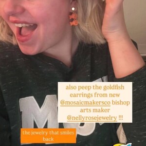 Goldfish Earrings: Fun Snack Lover Jewelry (Handmade Clay Dangles) image 3