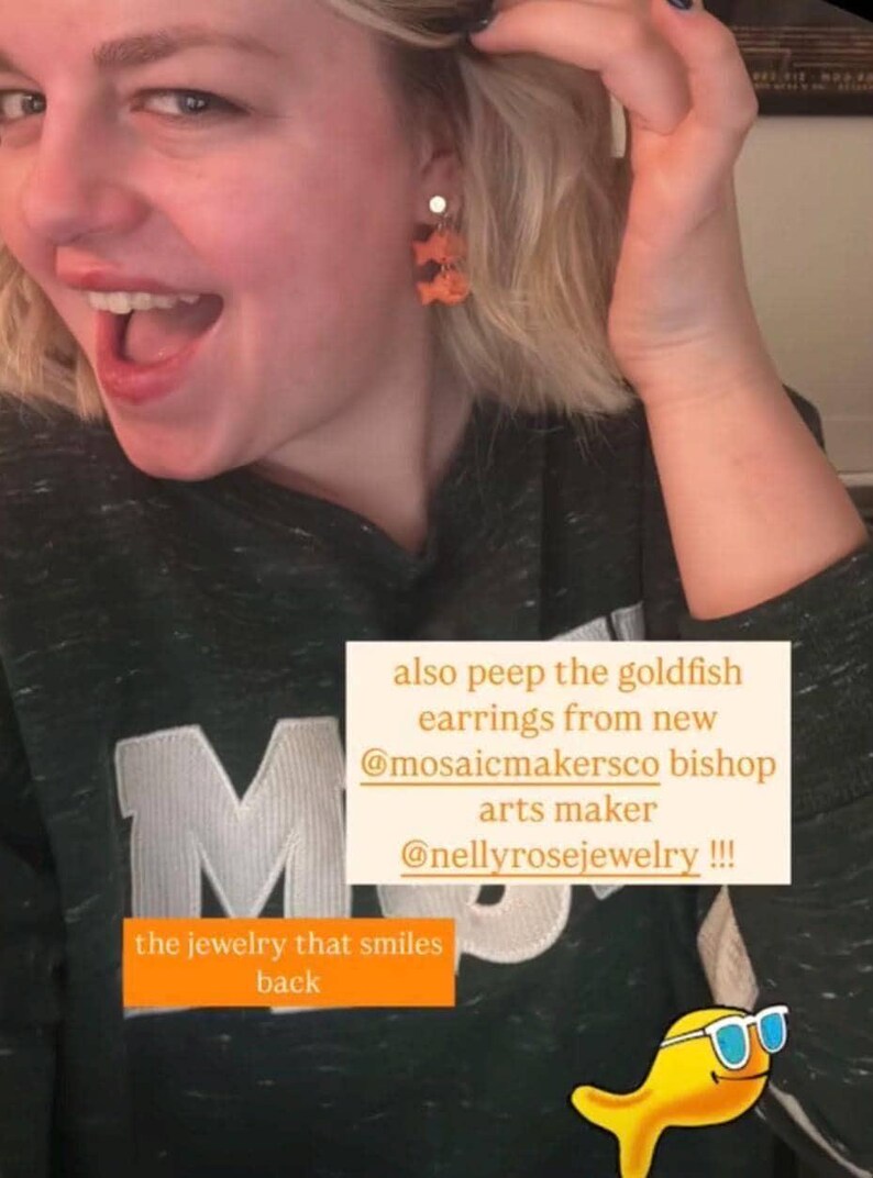 Goldfish Earrings: Fun Snack Lover Jewelry (Handmade Clay Dangles) image 3