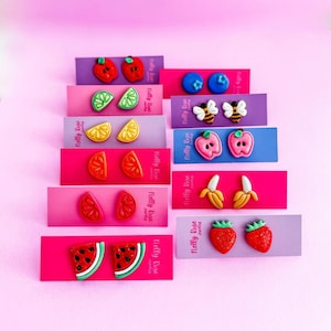 Fruit Studs: Handmade Clay Summer Earring Set