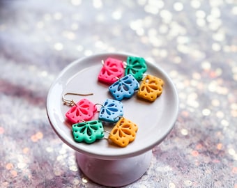 Papel Picado Earrings - Handmade Polymer Clay Mexican Jewelry, Unique Hispanic Accessories for Fiesta & Cinco de Mayo Celebrations