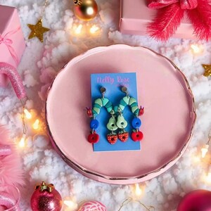 Hungry Caterpillar Earrings: Handmade Clay Storybook Jewelry