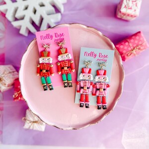 Nutcracker Earrings, Polymer Clay Christmas Jewelry, Whimsical Holiday Statement Accessories