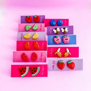 Fruit Studs: Handmade Clay Summer Earring Set