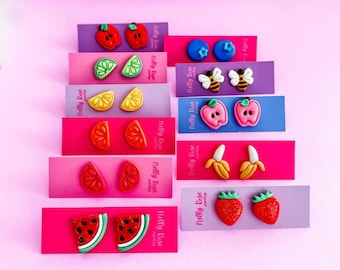 Fruit Studs: Handmade Clay Summer Earring Set