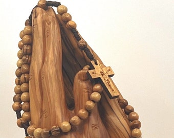 Rosarios de madera de olivo, cruz grabada, rosario de Belén (juego de 12), regalo de Navidad
