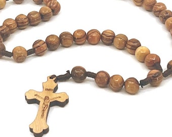 2 Catholic Rosaries, Handmade Holy Land Olive Wood, Engraved Cross Crucifix, Pocket Prayer Beads, Made in Bethlehem