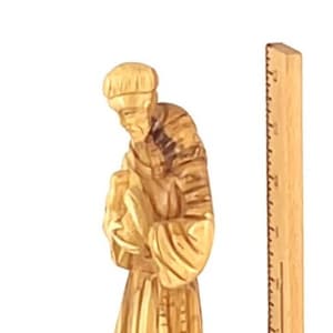 St Francis Assisi, 11.4&quot; Hand Carved Olive Wood, Made in Holy Land by Christians, Catholic Church Gift, Bethlehem