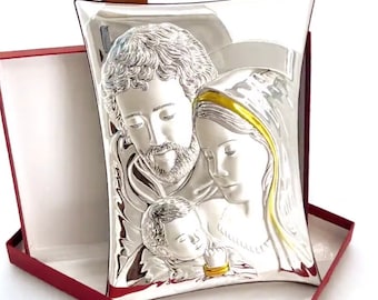 Christian Silver Wall Plaque, Nursery Gift, Virgin Mary & Baby Jesus Christ, Ideal Catholic Christmas Gift