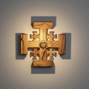 Jerusalem Wall Cross, 7.5" , Christian Home Decor, Holy Land Olive Wood, Christmas Gift