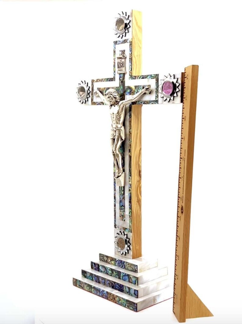 Standing Crucifix, 16, Cross With Mother of Pearl, Catholic Home Altar