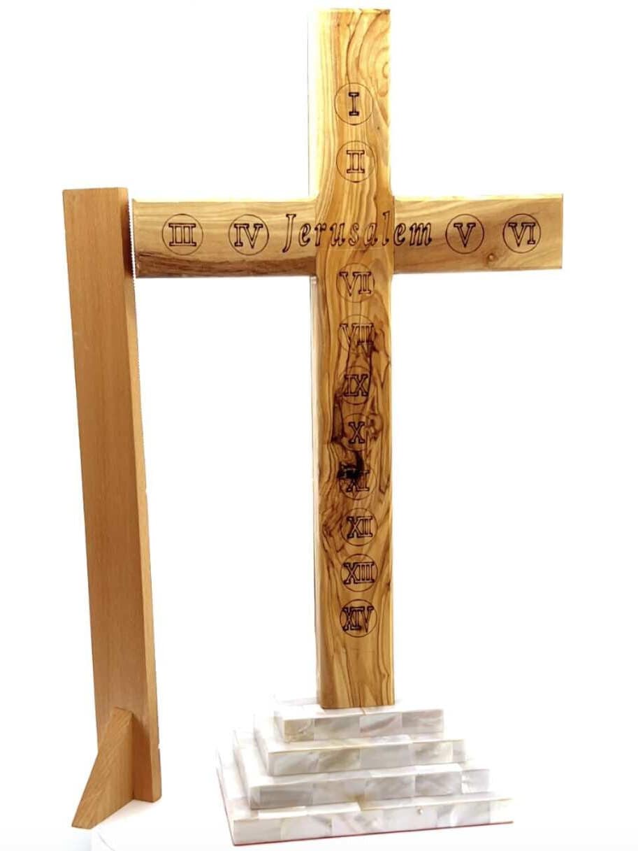 Standing Crucifix, 16, Cross With Mother of Pearl, Catholic Home Altar